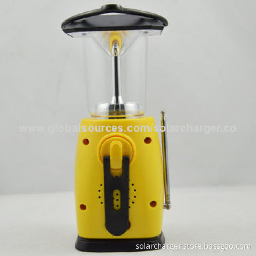 Solar/Dynamo Camping Lantern with Built-in 500mA Lithium Battery, AM/FM Radio